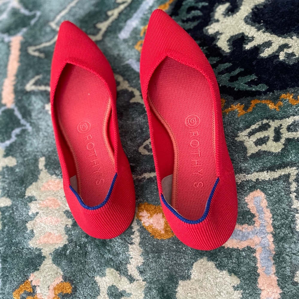 Rothy's the Point Bright Red Flats - Picture 2 of 4